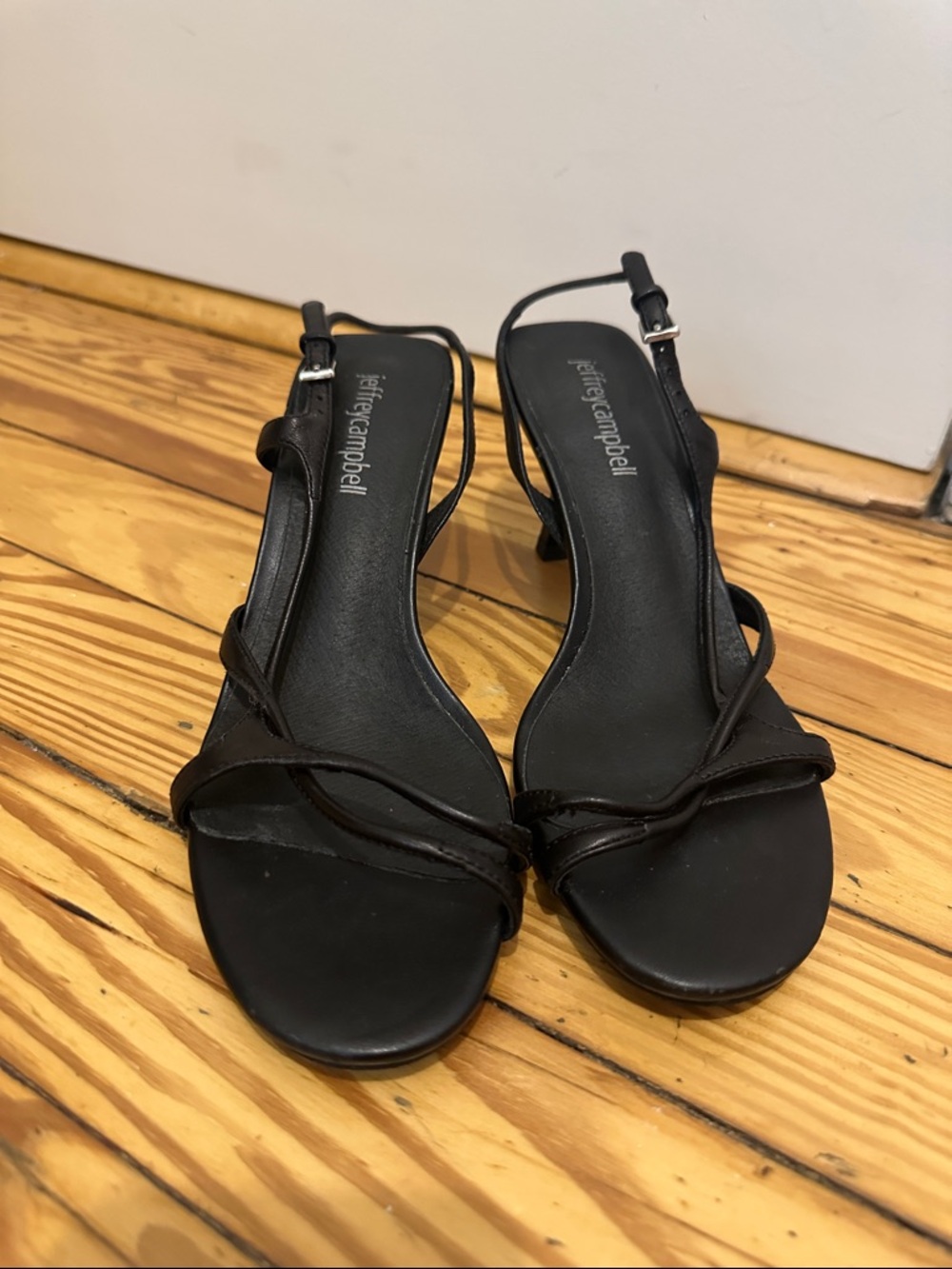 Jeffrey Campbell Black Strappy Slingback Kitten Heels